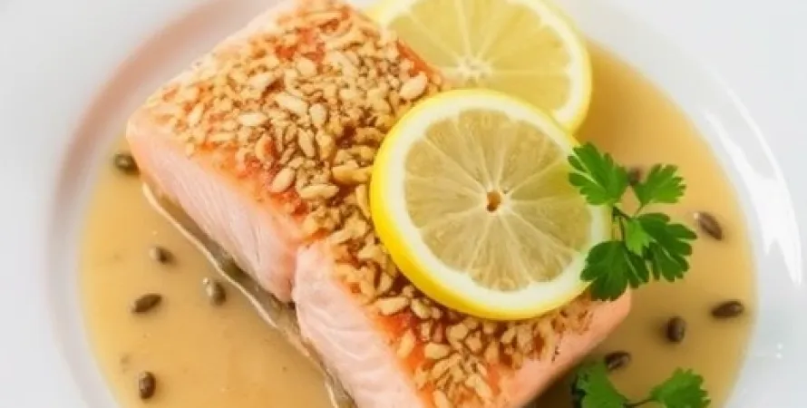 Saumon pané aux amandes et citron