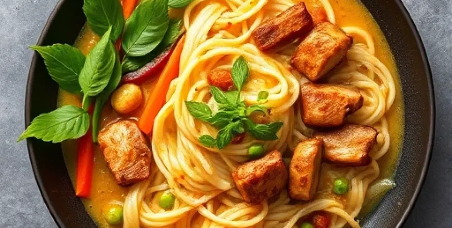 Pâtes au curry de porc