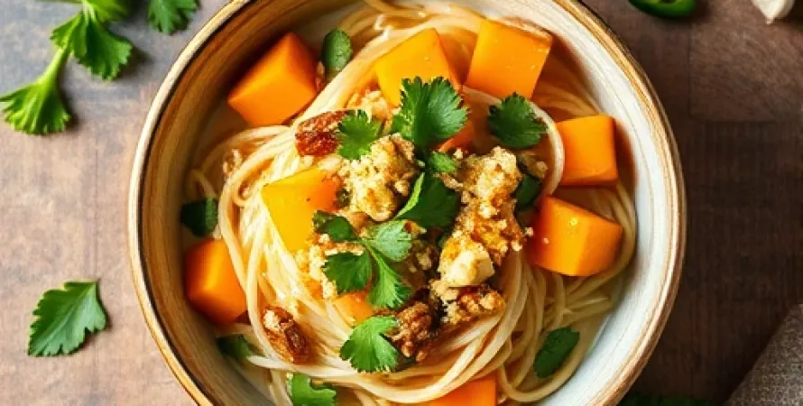 Courge Butternut aux Nouilles avec Coconut et Cilantro