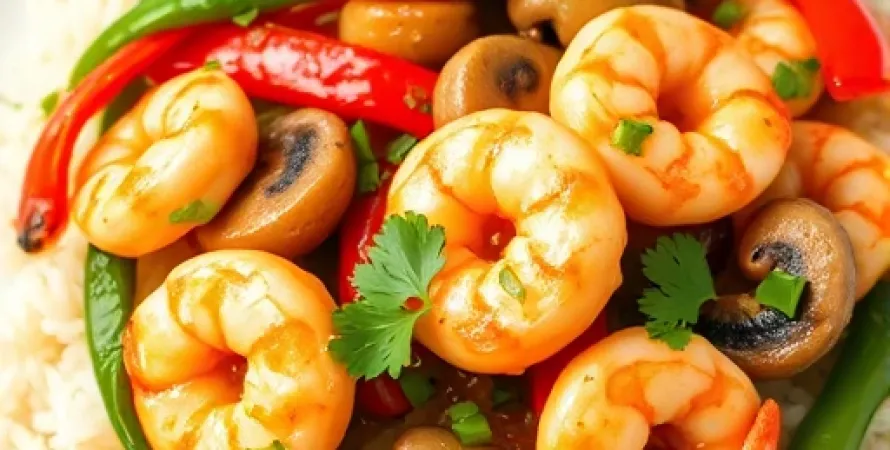 Poivrons et crevettes asiatiques