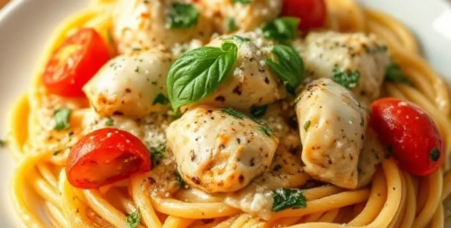 Pâtes avec poulet et ricotta