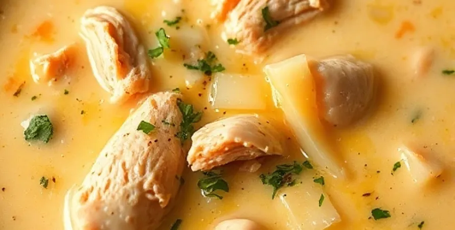 Soupe crémeuse au poulet et fromage