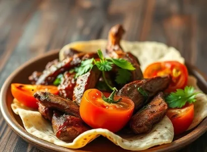 Fajitas de boeuf au maïs et tomate