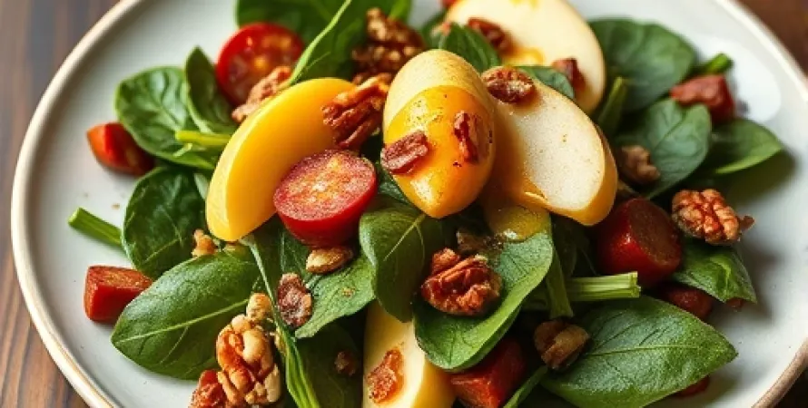 Salade d'épinards, chorizo et pommes