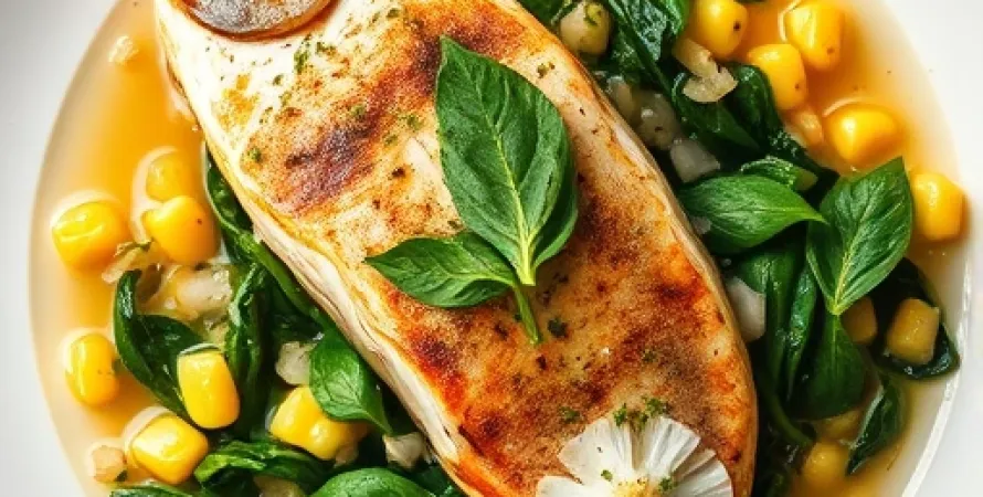 Poisson aux épinards et maïs
