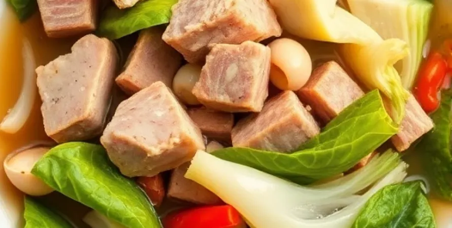 Feuilles de chou vert au porc