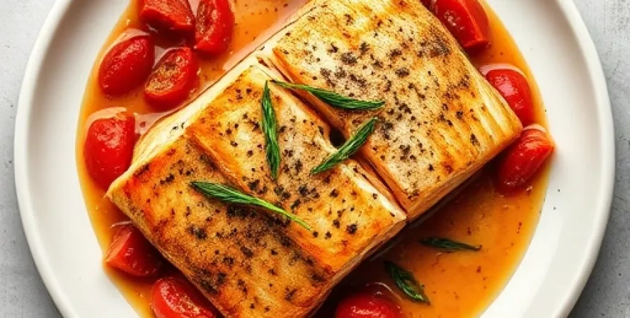 Saumon grillé à la sauce de tomate fumée