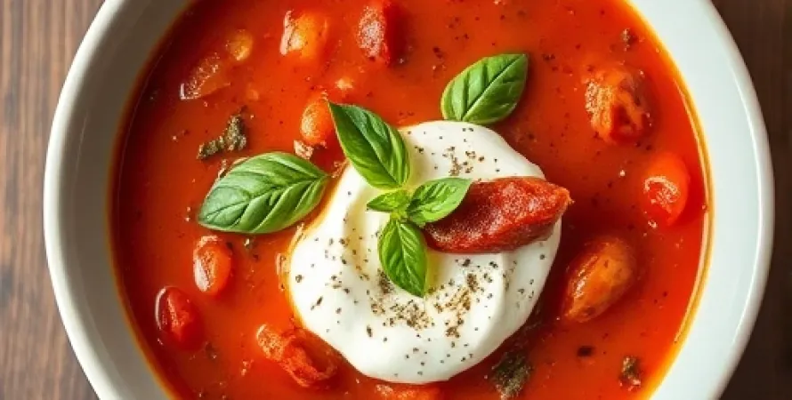 Potage tomate et pancetta
