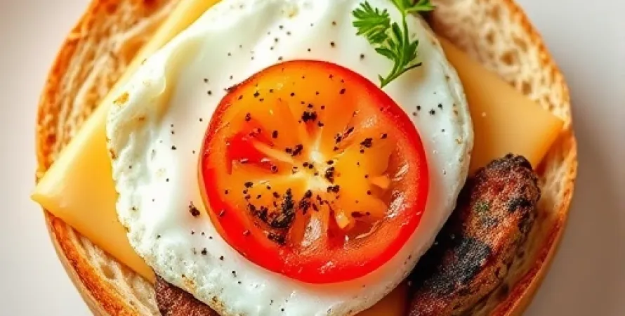 Bagel au fromage et oeuf