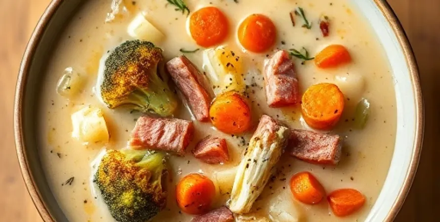 Potage de brocolis aux pommes de terre et fromage