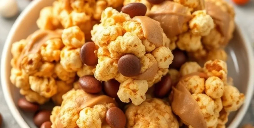 Boules de popcorn au beurre de cacahuète
