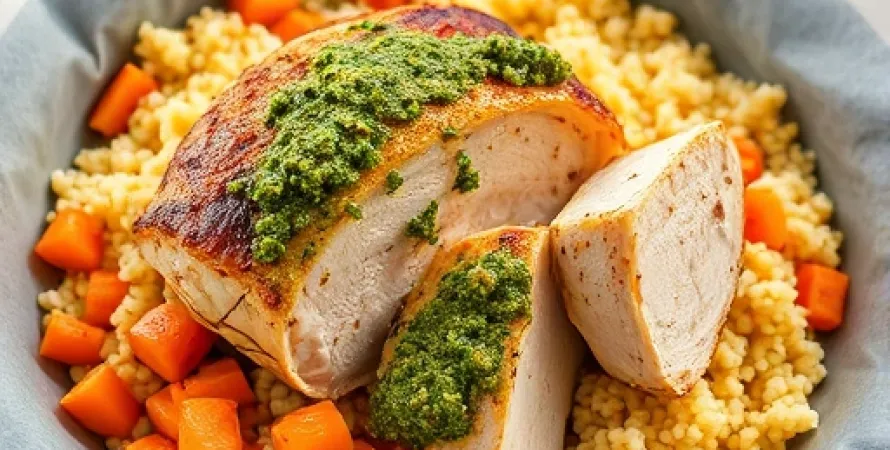 Poulet au pesto avec couscous