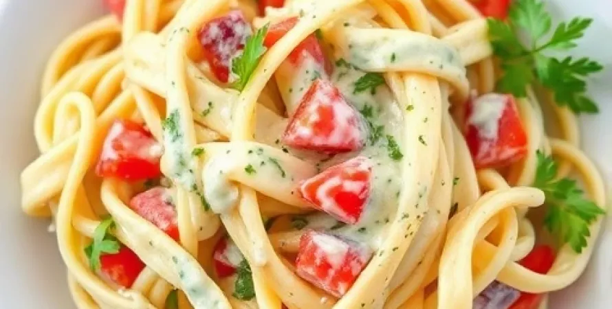 Salade de pâtes fraîche et crémeuse aux fines herbes
