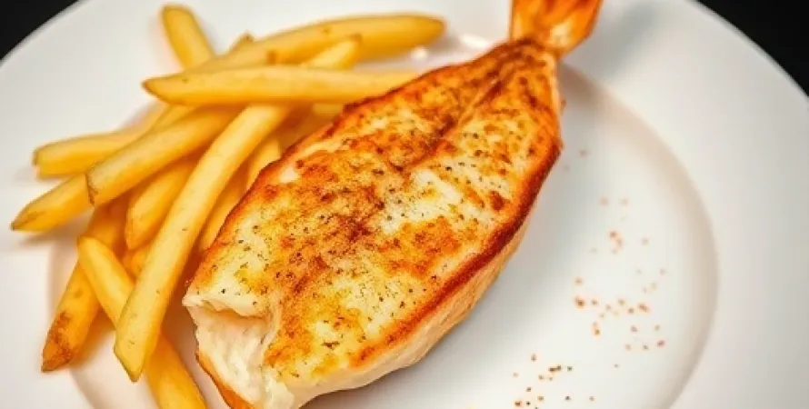 Poisson frit au four avec frites