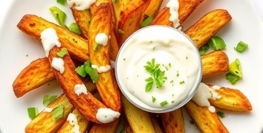 Frites d'avocat au four avec sauce crèmeuse