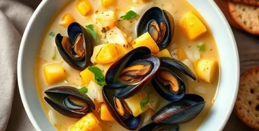Potée de palourdes et maïs crémeuse