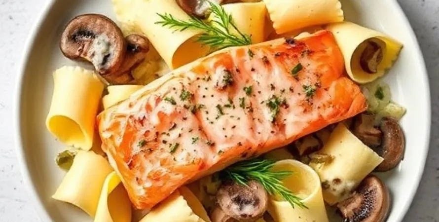 Pâtes au saumon et poireaux