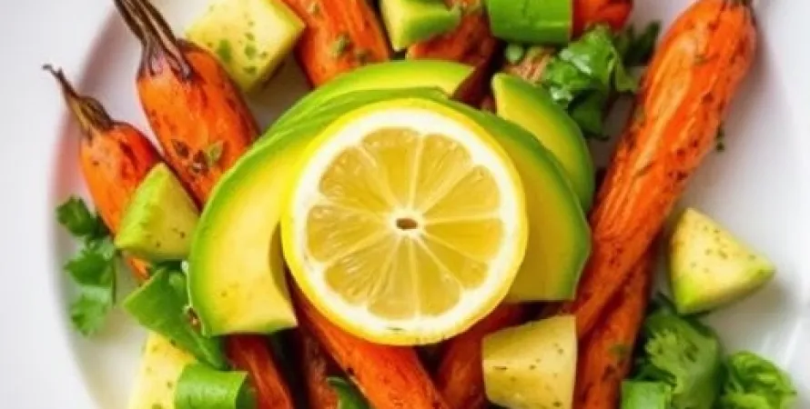 Salade de carottes rôties et avocat au citron