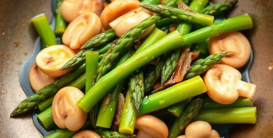 Asperges et champignons à l'asiatique