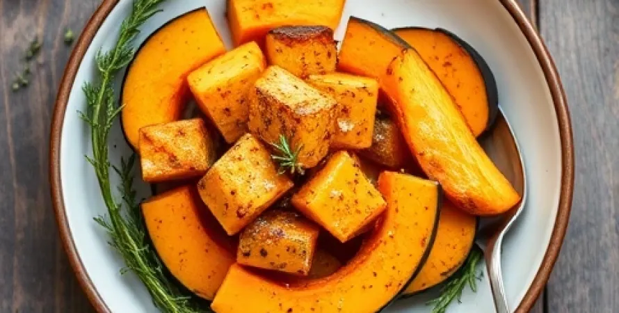 Courge butternut rôtie au thym