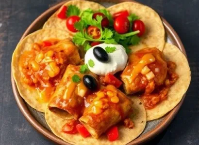 Enchiladas de poulet et haricots