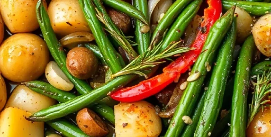 Haricots verts et pommes de terre rôties