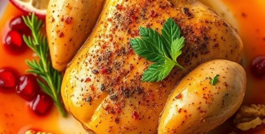 Poulet au jus de grenade et noix
