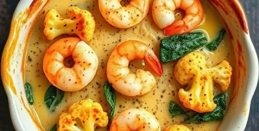 Pudding de crevettes au chou-fleur