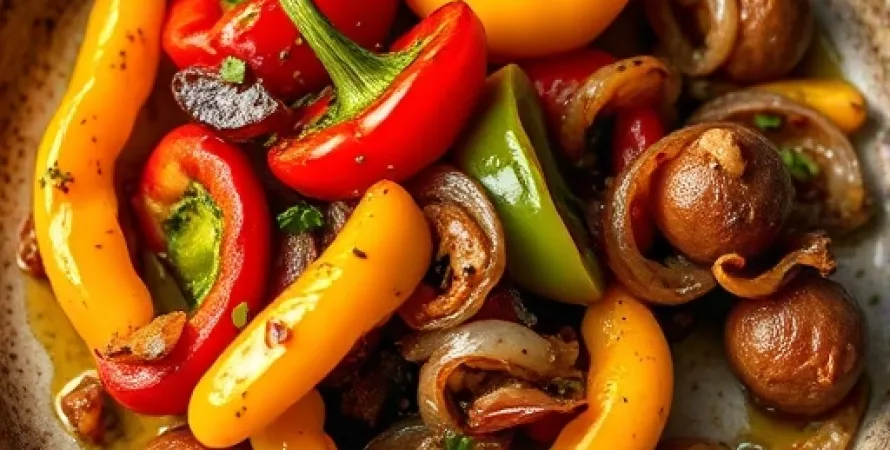 Poivrons et oignons rôtis