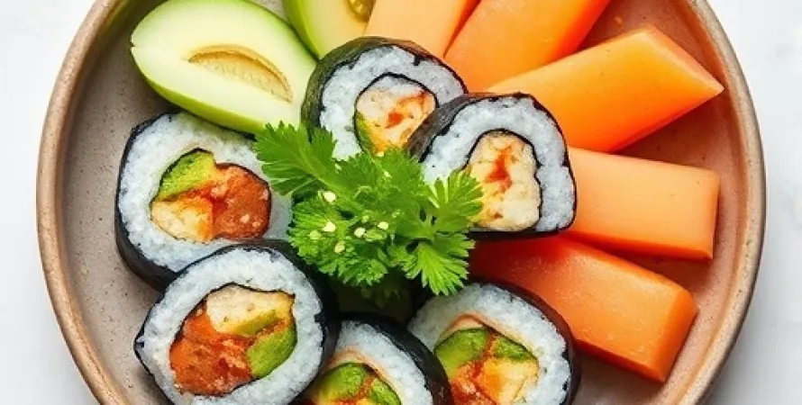 Sushi de melon et jicama