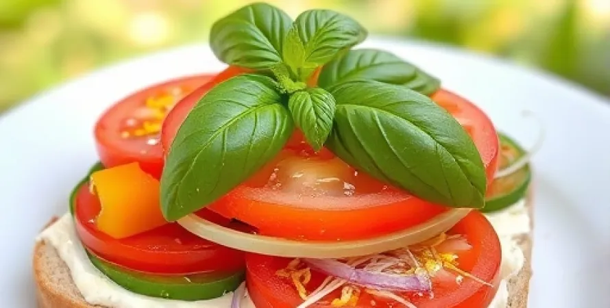 Sandwich aux tomates et basilic