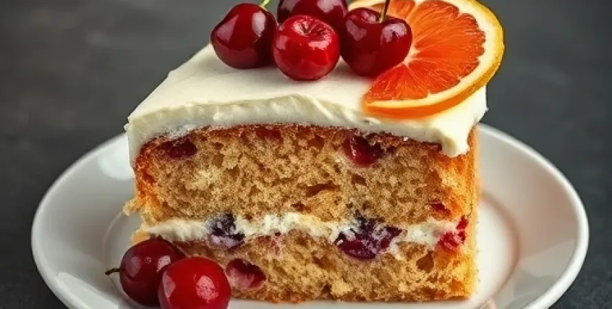 Gâteau au pamplemousse et cerises