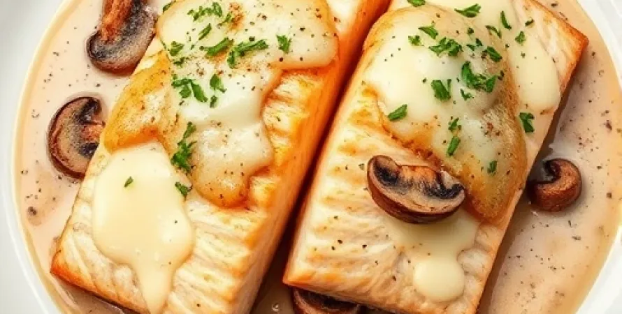 Filets de poisson à la sauce crémeuse aux champignons