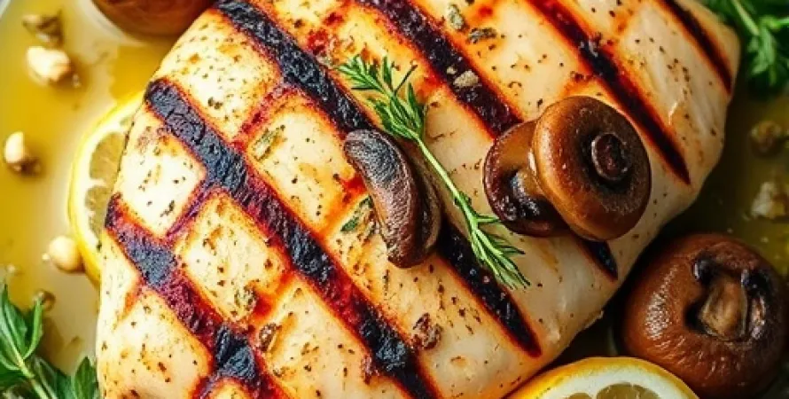 Poulet aux champignons crémini grillé
