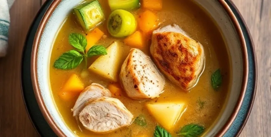 Potage au poulet et au gingembre