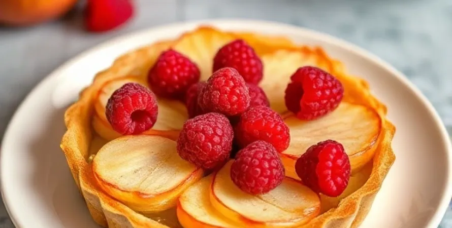 Tarte aux pommes et framboises