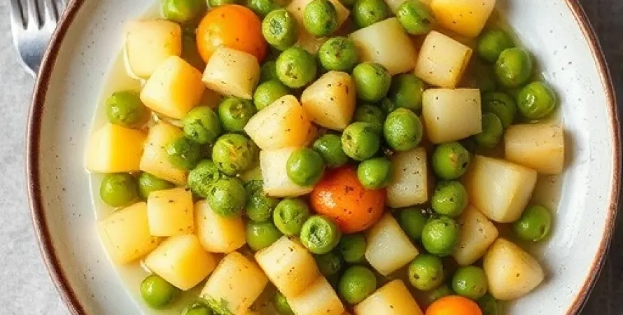 Pommes de terre et petits pois à la menthe