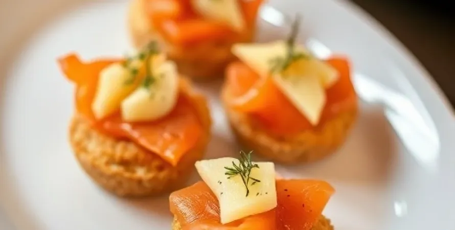 Canapés de saumon fumé et cheddar