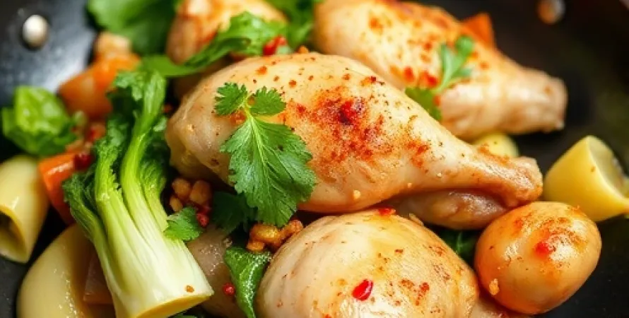 Poulet et bok choy sauté