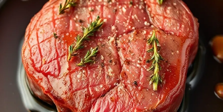 Filet mignon au thym et au vin