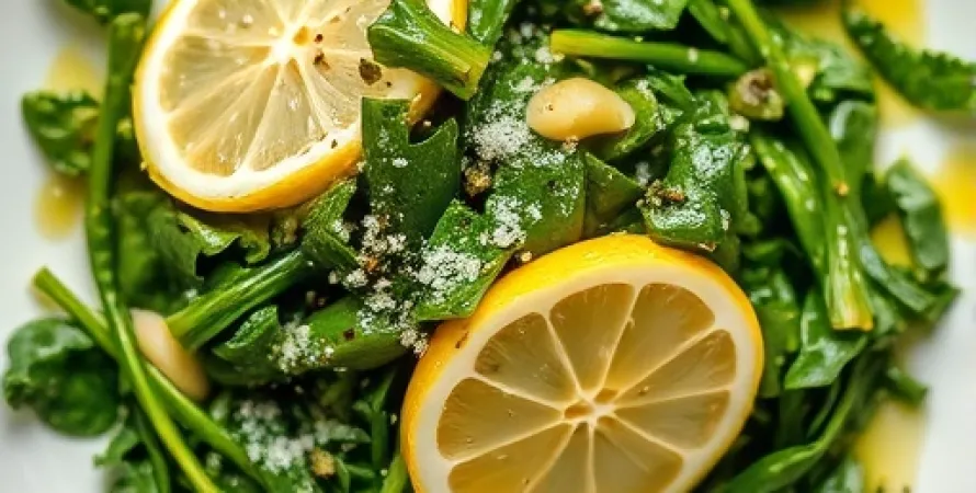 Saute de vert avec citron et ail