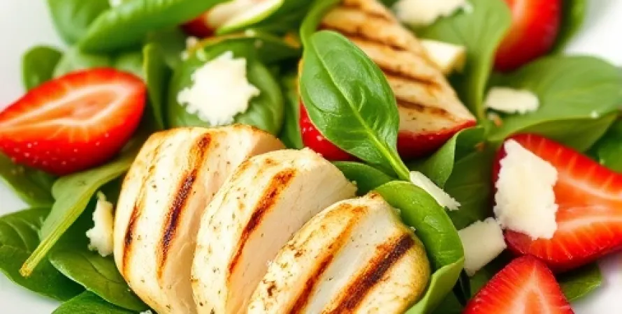 Salade d'épinards aux fraises et au poulet grillé