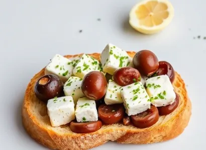 Tartine grecque aux olives et feta