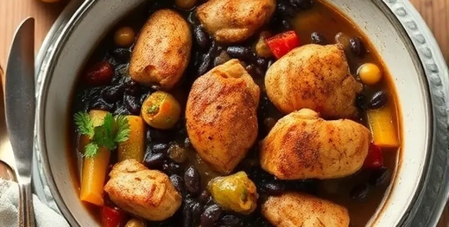 Ragout de haricots noirs au poulet
