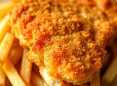 Poisson panure à la bière avec frites