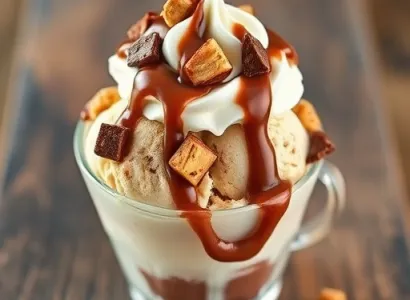 Dessert de glace au chocolat et au beurre de peanut