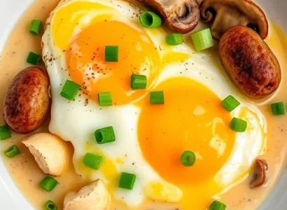 Oeufs au fromage et saucisses