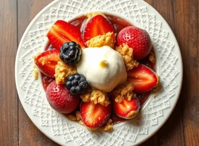 Dessert de fruits avec crumble