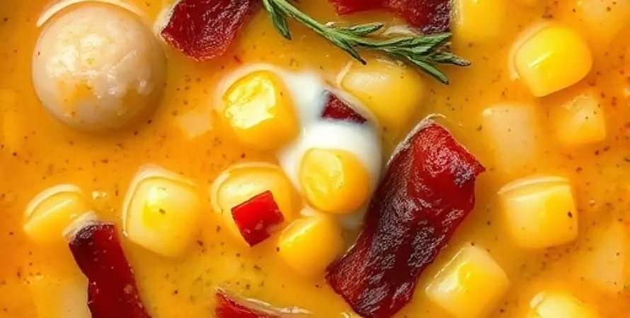 Potage de maïs au bacon