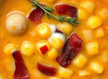 Potage de maïs au bacon